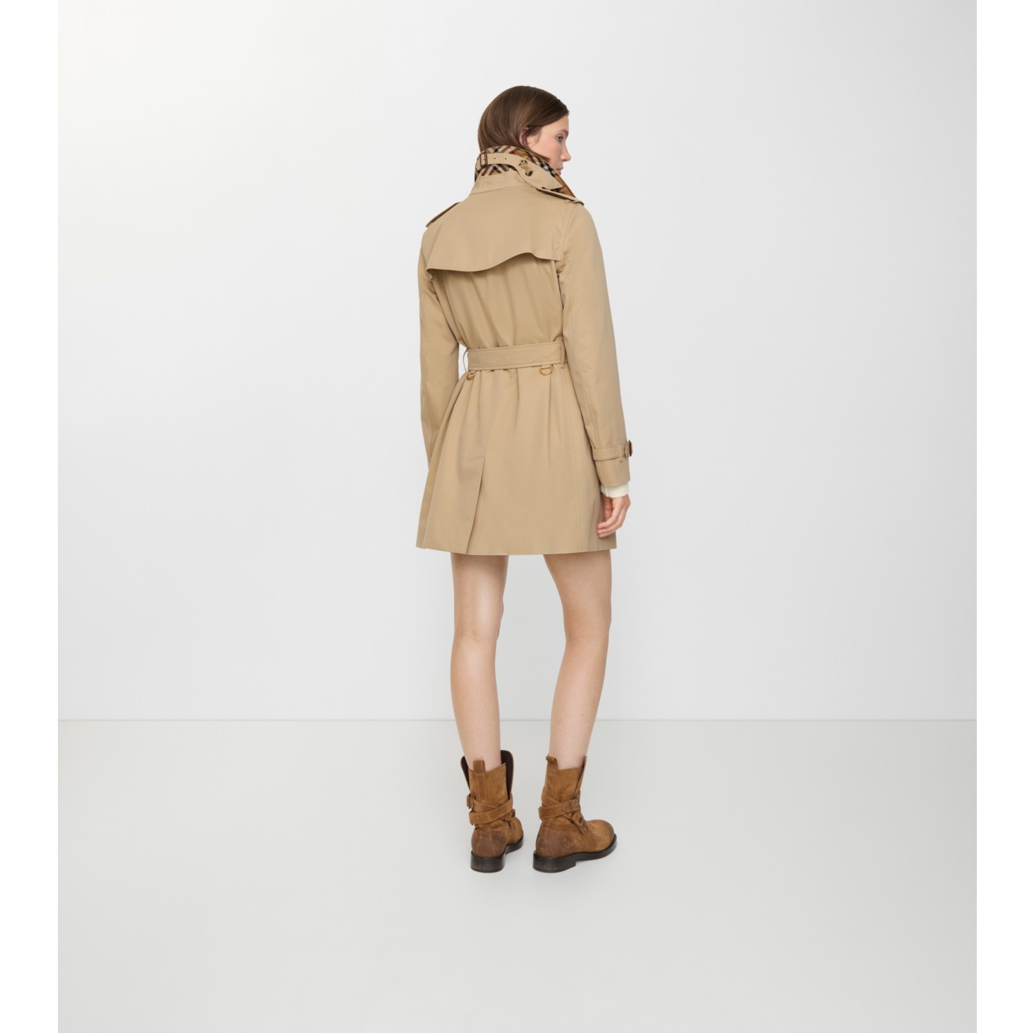Short Kensington Heritage Trench Coat in Honey beige - Women