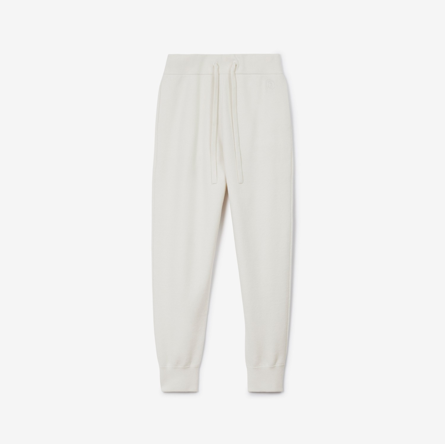 Monogram Motif Cashmere Cotton Blend Jogging Pants in Natural White - Women | Burberry® Official