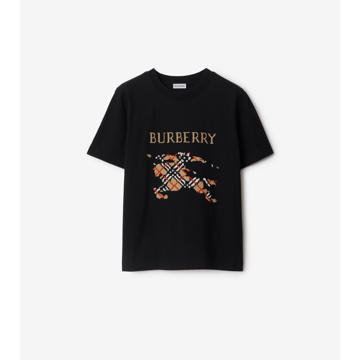  Check Cross Stitch Knight​ Cotton T-shirt