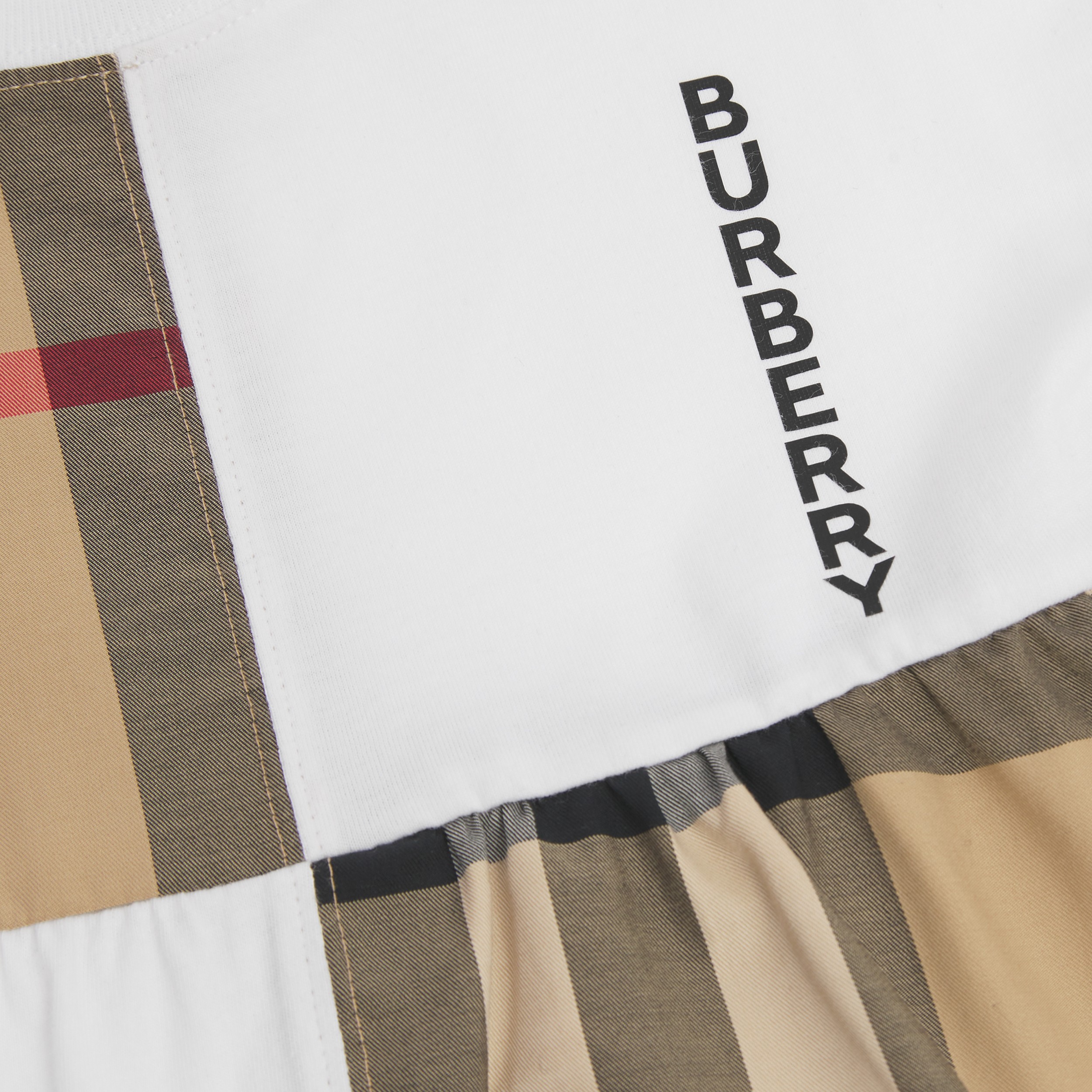 Check Panel Cotton Dress with Bloomers in White - Children | Burberry® Official - 2