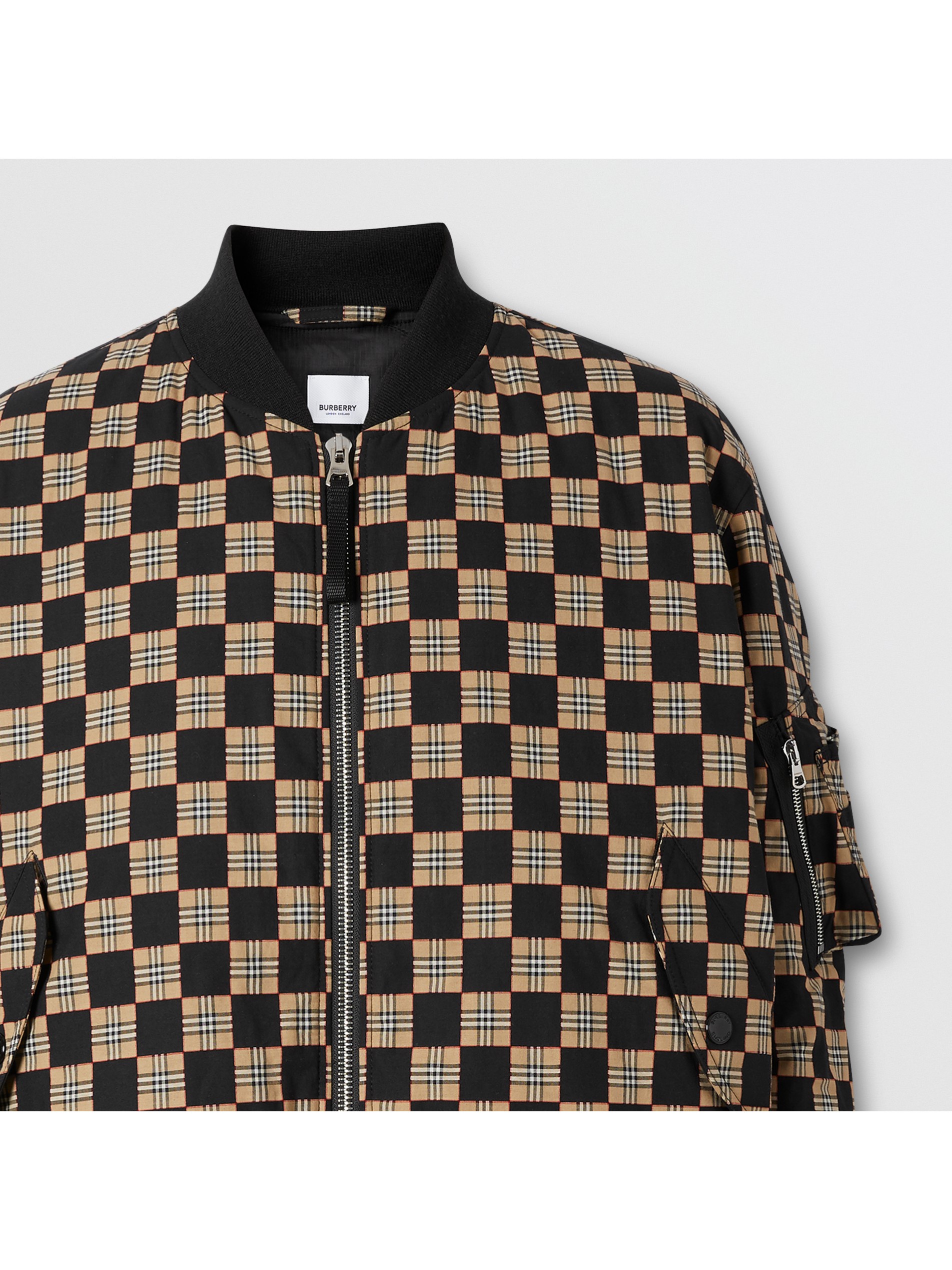 棋盘格纹棉质飞行夹克 产品图片11