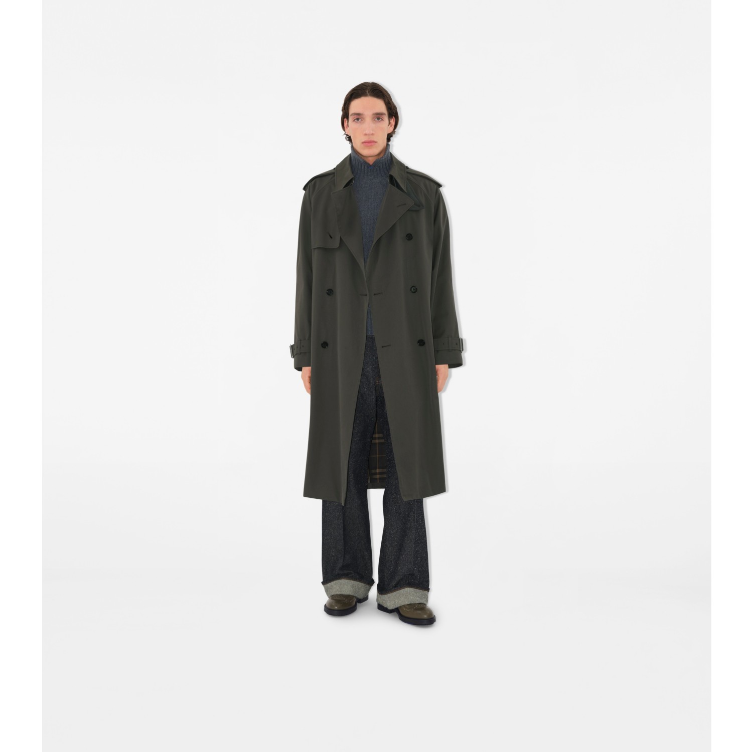 Long Gabardine Trench Coat