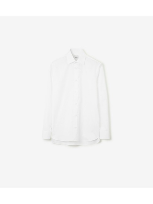 Shop Burberry Cotton Formal Shirt In White