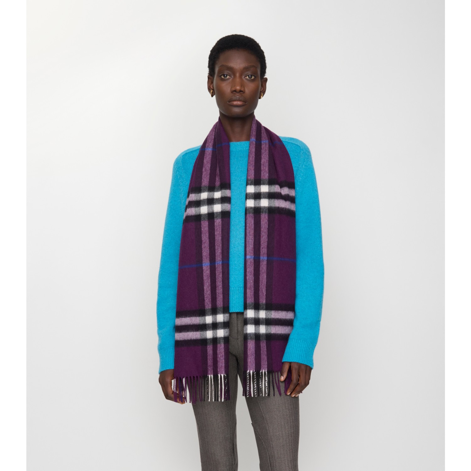 Check Cashmere Scarf in Pansy | Burberry® Official