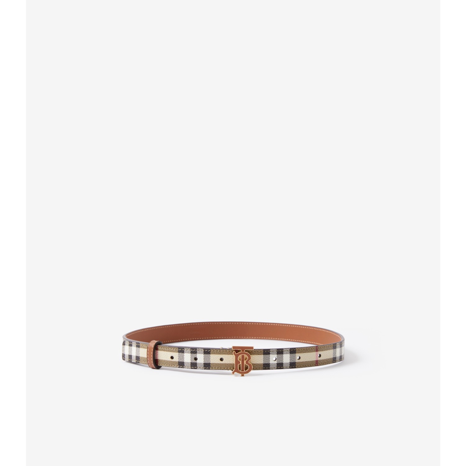 Burberry Reversible Monogram Buckle Check Belt - Brown