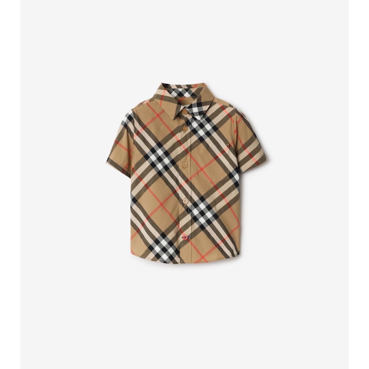 Shop Burberry Childrens Check Cotton Shirt In Sand