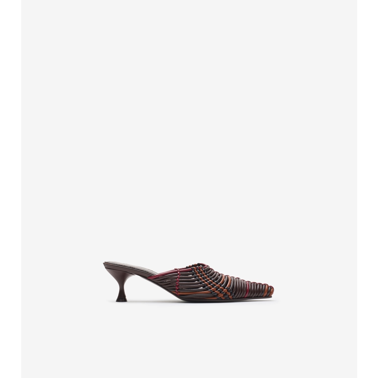 Check Woven Leather Cameo Mules​