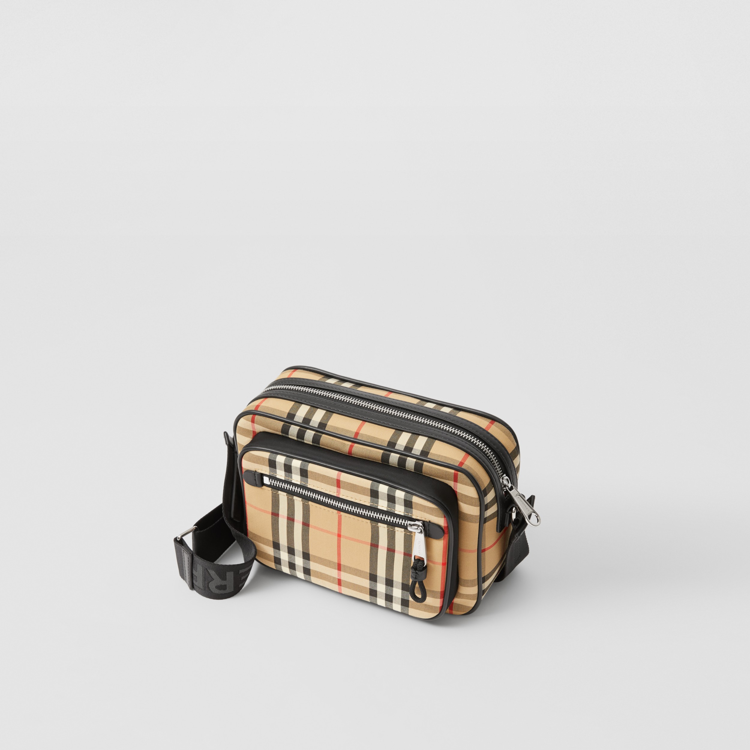 Vintage Check Leather Crossbody Bag in Beige Men | Burberry® Official