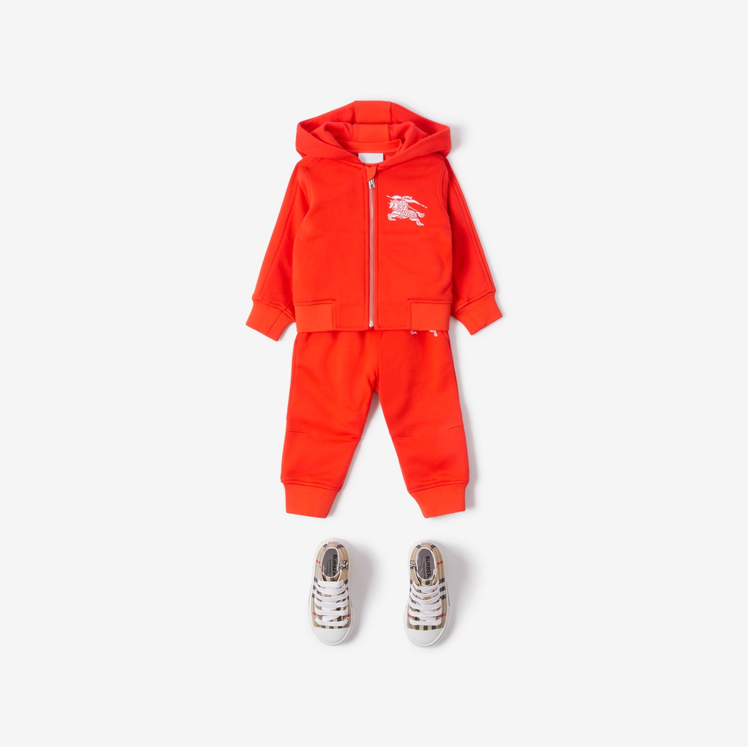 Sudadera en algodón con capucha, cremallera y EKD (Naranja Escarlata) - Niños | Burberry® oficial