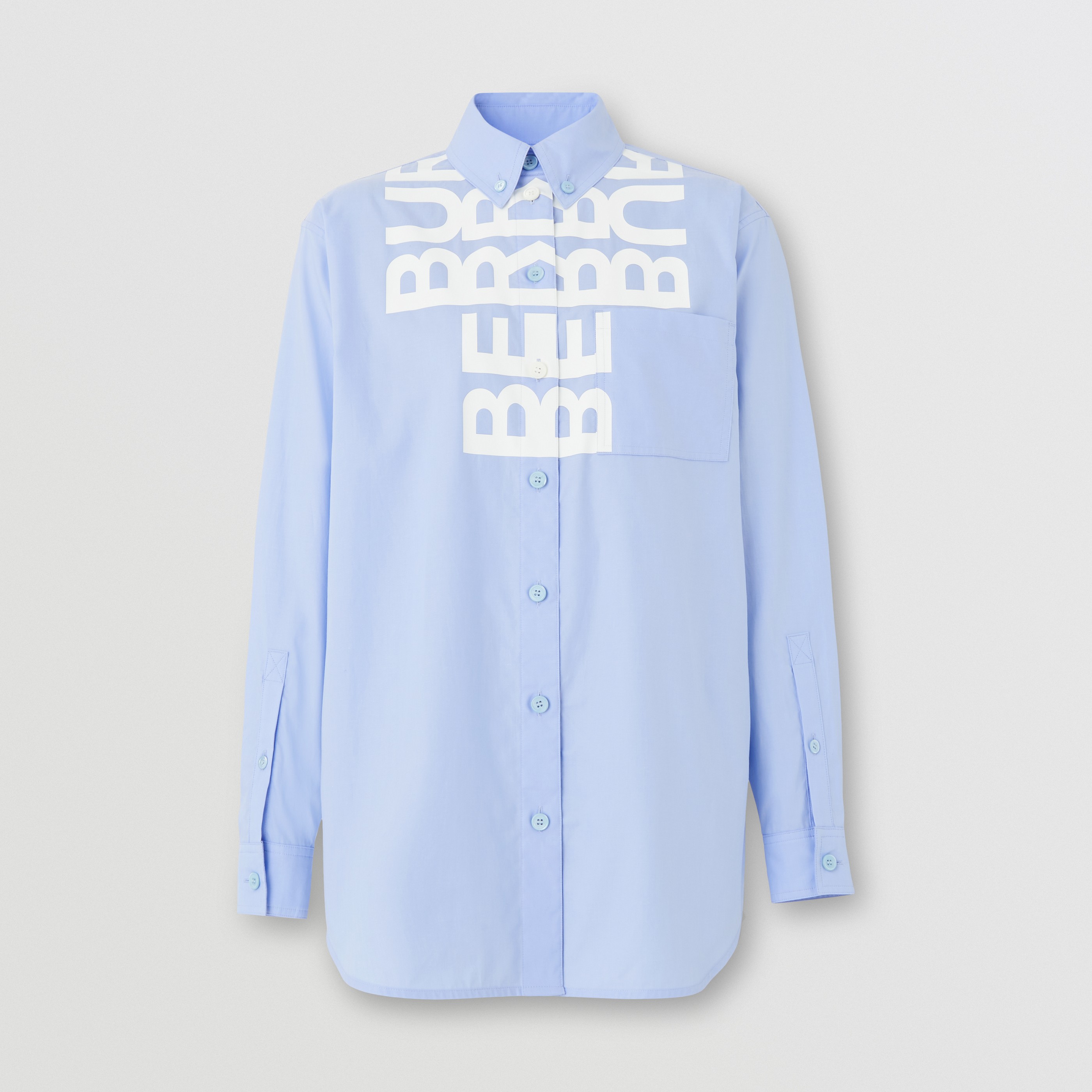 Camicia Oxford oversize in cotone con stampa logo (Azzurro Porcellana Chiaro) - Donna | Sito ufficiale Burberry® - 4