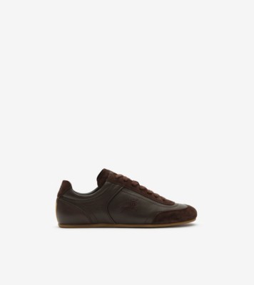 Leather Knight Runner Sneakers​ in Moorhen brown - Women | Burberry® Official
