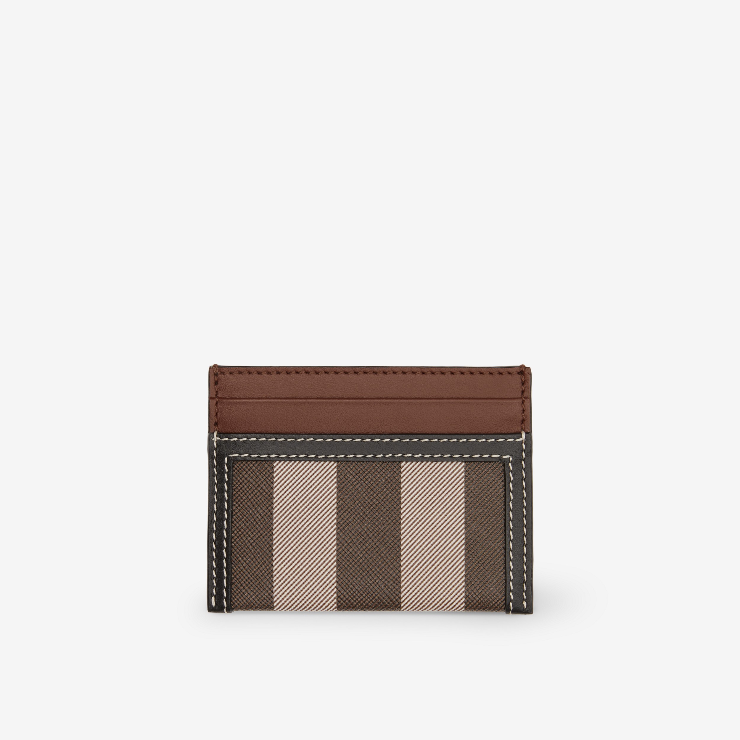Check and Two-tone Leather Card Case in Dark Birch Brown - Women | Burberry® Official - 1