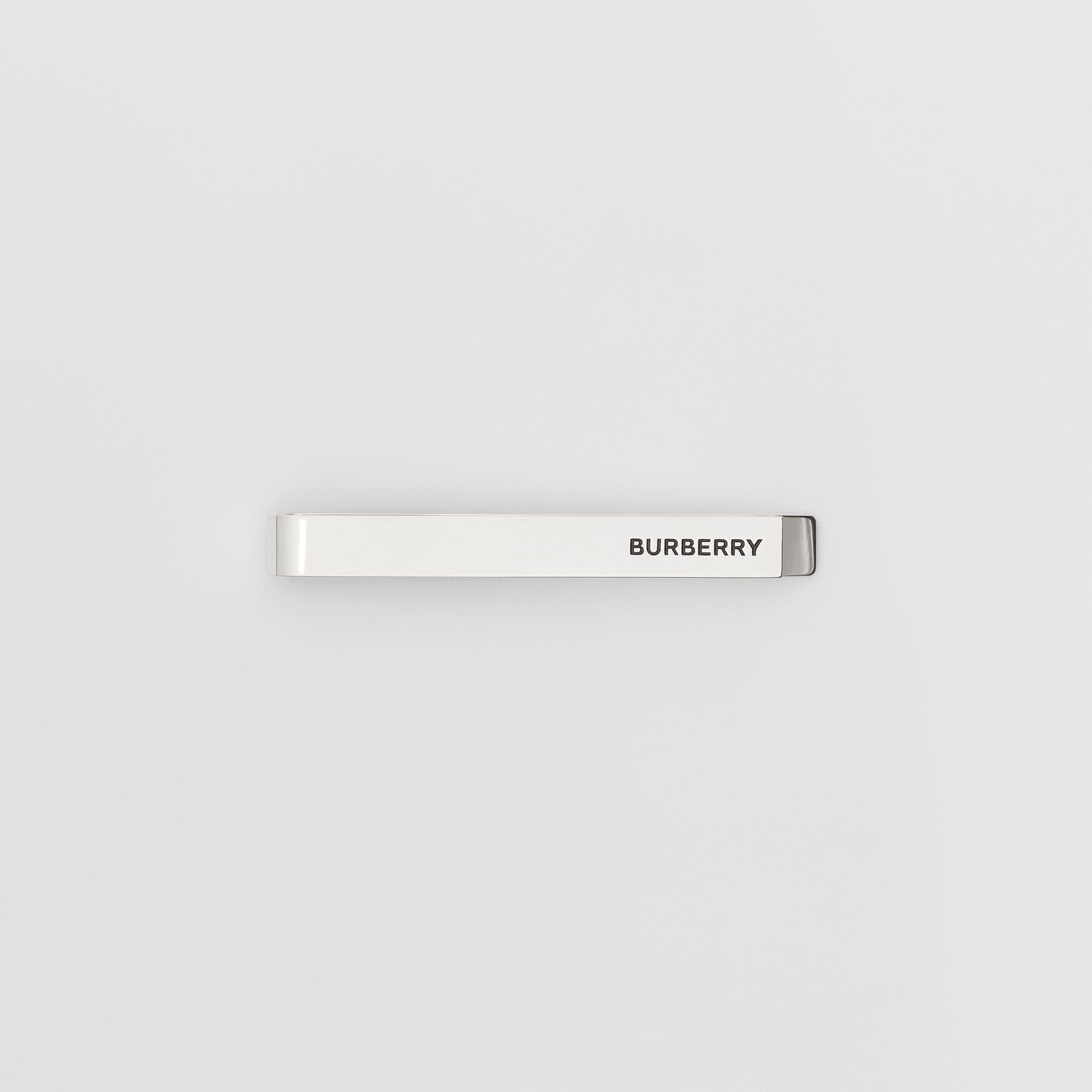 Logo Detail Palladium-plated Tie Bar in Palladium/black - Men | Burberry® Official - 1