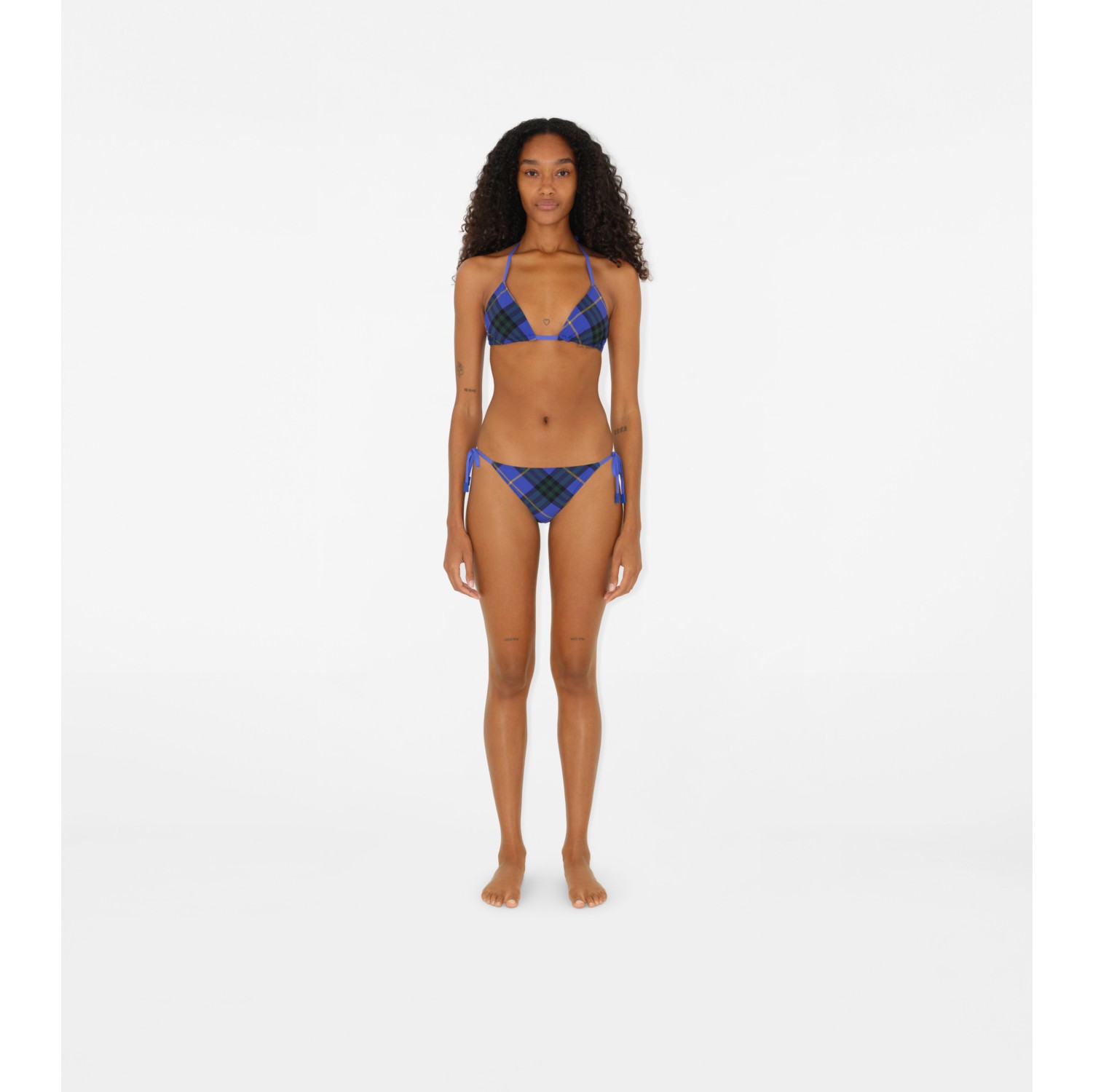 Check Bikini Top in Bright navy Women Burberry Official