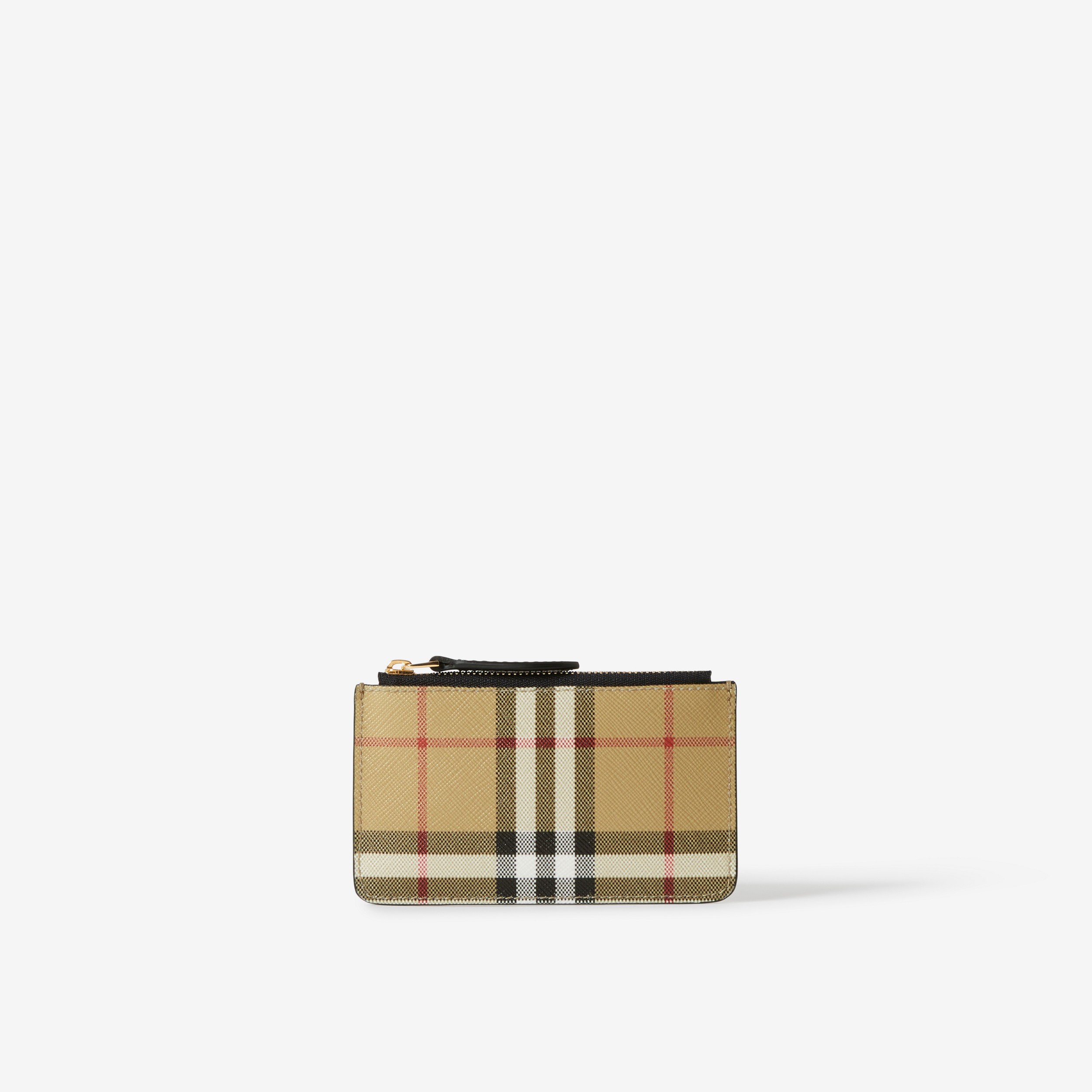 Vintage Check Coin Case with Strap in Archive Beige/black - Women | Burberry® Official - 1