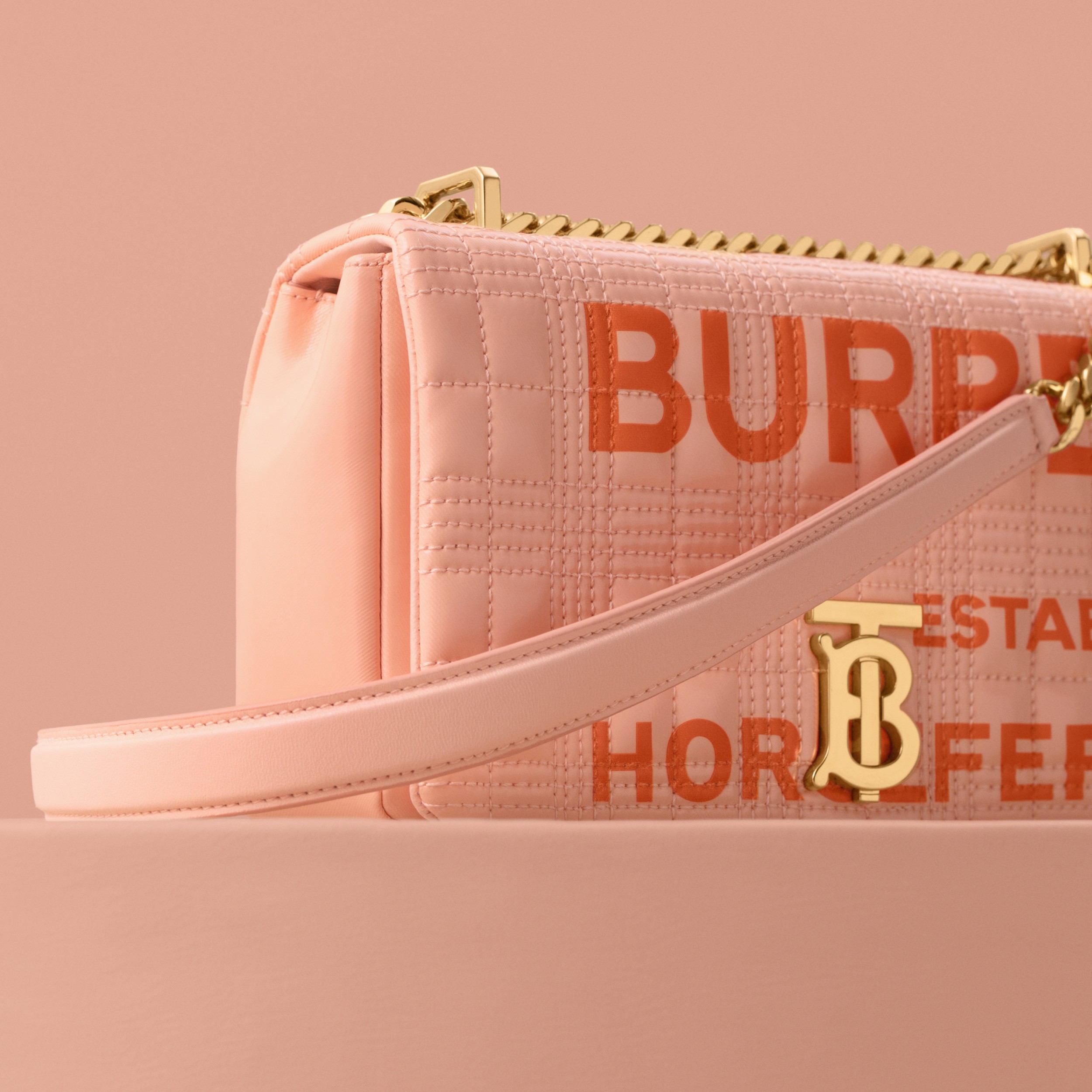 Horseferry Print Quilted Small Lola Bag – Online Exclusive in Peach Pink - Women | Burberry® Official - 3