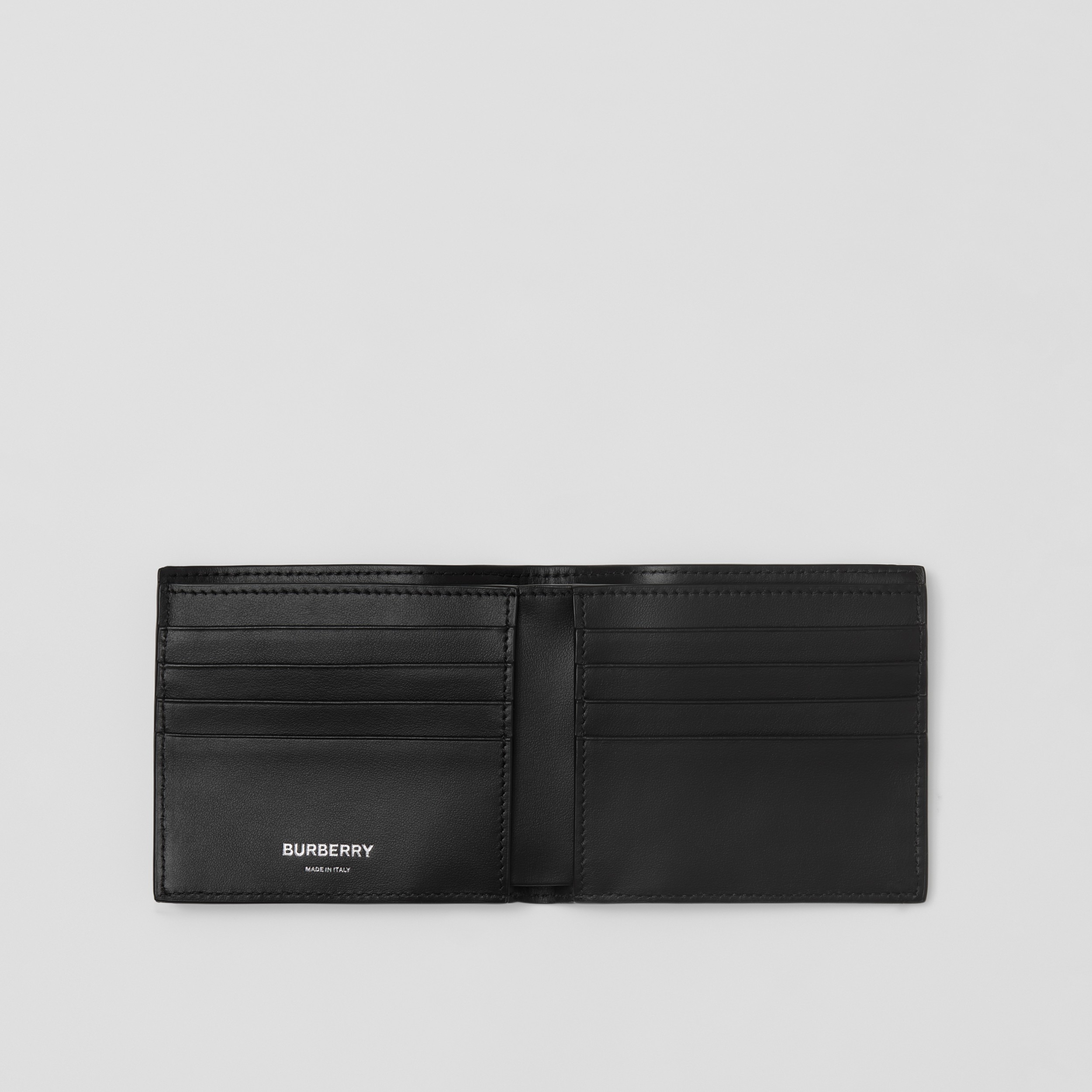 Embossed Check Leather Bifold Wallet in Black | Burberry® Official - 2