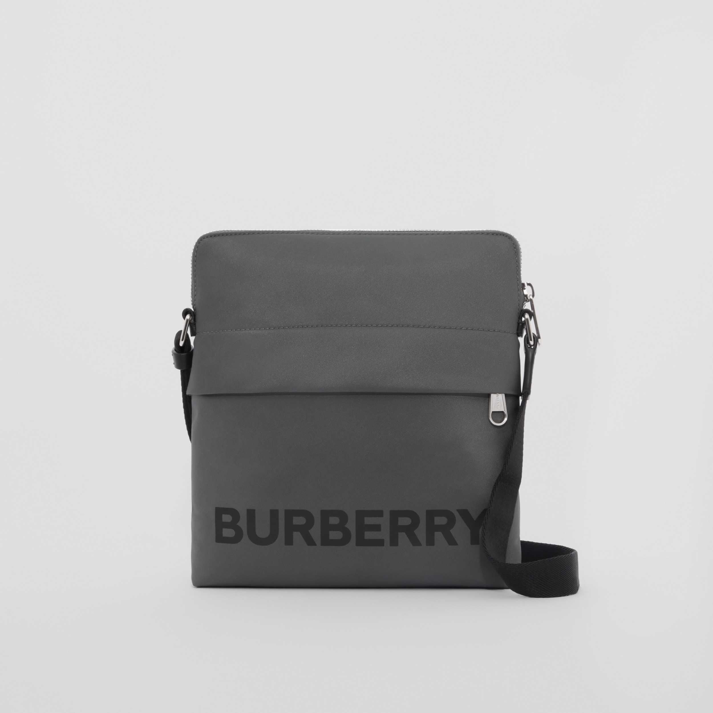 Logo Print Nylon Crossbody Bag in Charcoal Grey - Men | Burberry® Official - 1