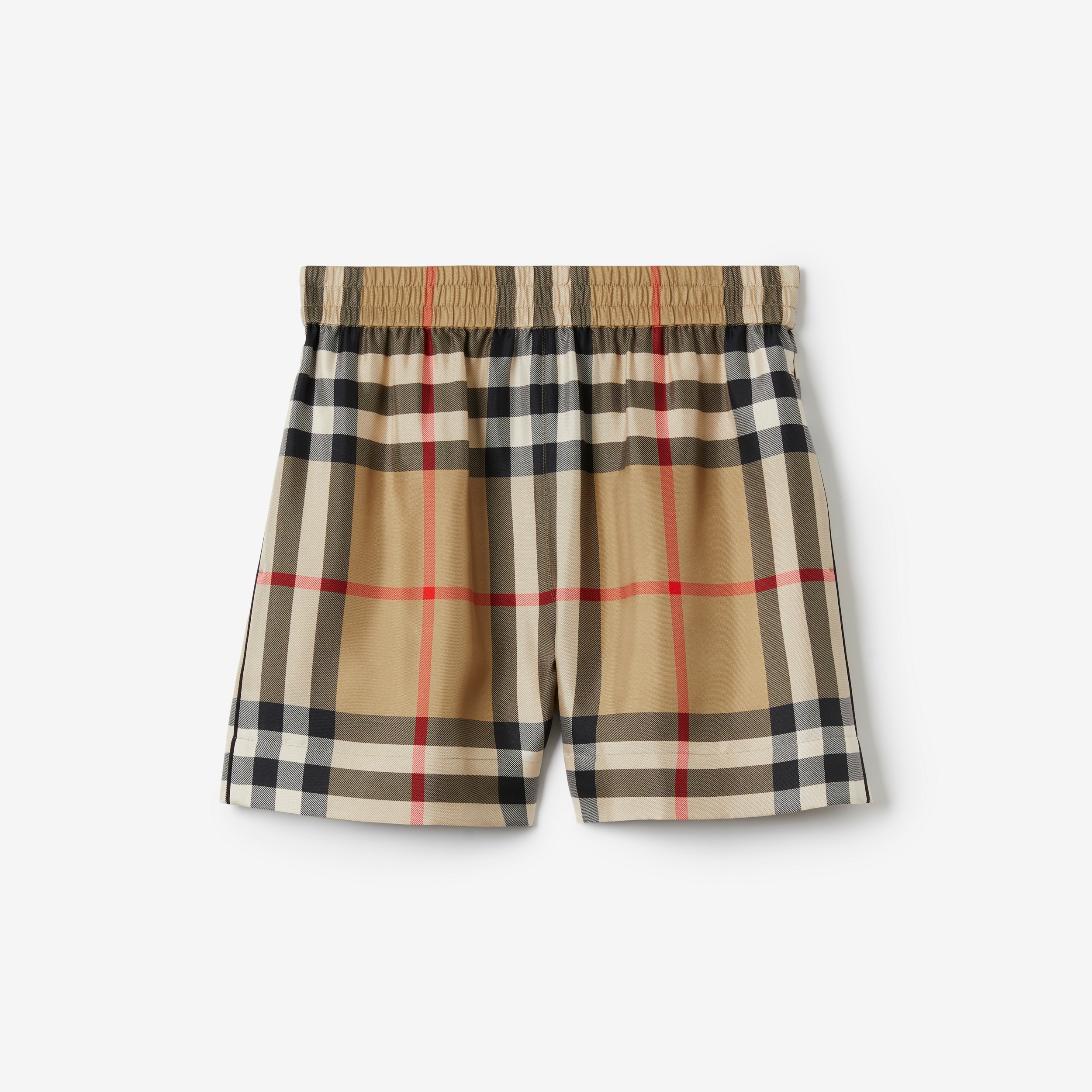 Pantalones cortos en seda a cuadros (Beige Vintage) | Burberry® oficial - 1