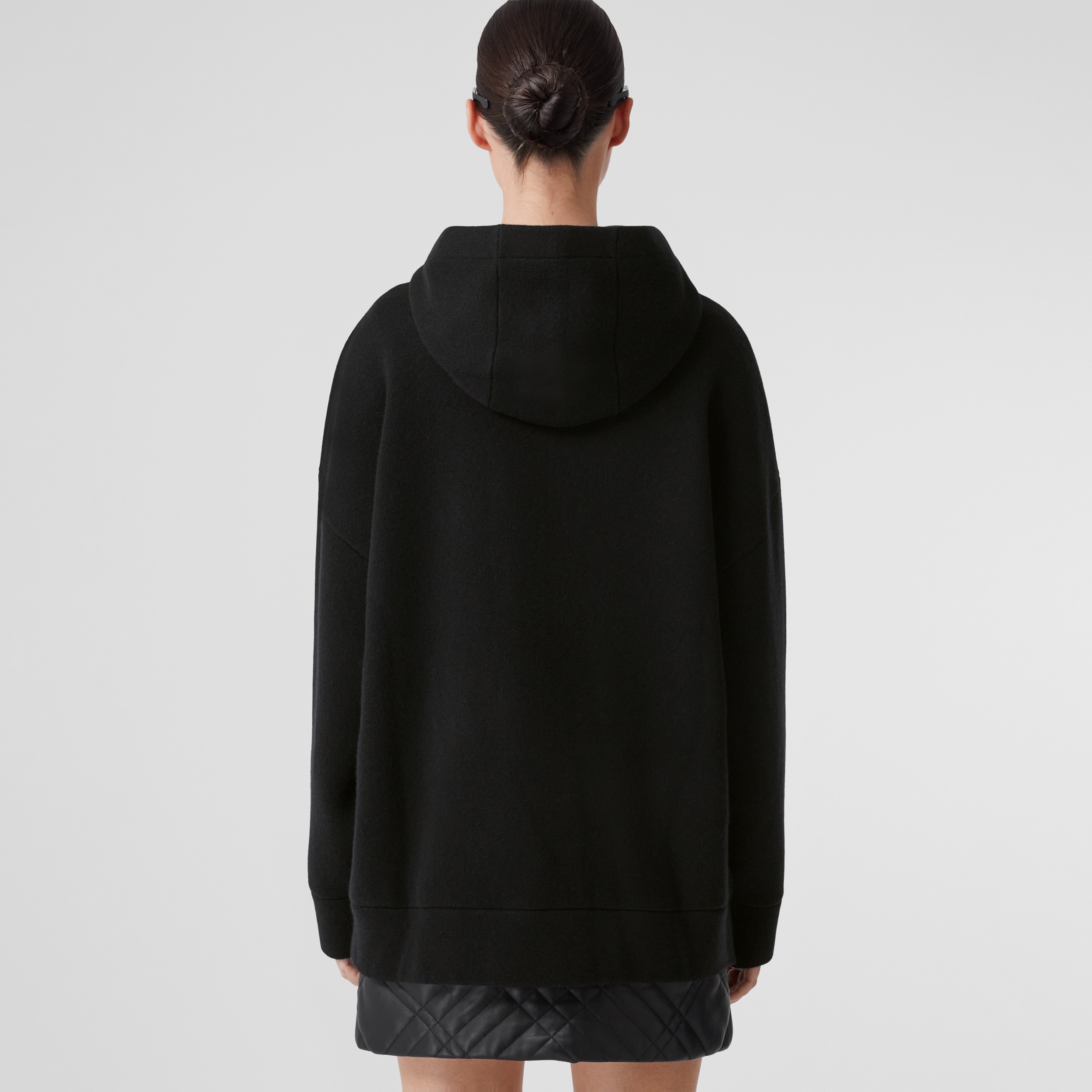 Embroidered Oak Leaf Crest Oversized Hoodie in Black - Women | Burberry® Official - 3