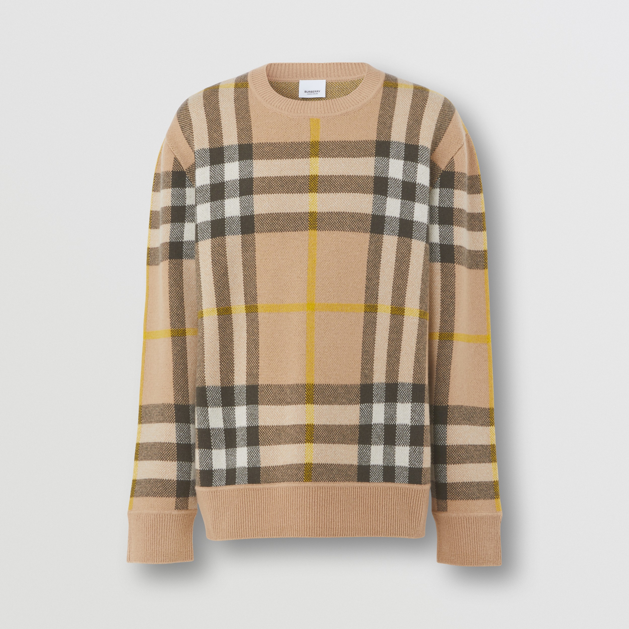 Suéter de cashmere com estampa xadrez em jacquard (Trufa) - Homens | Burberry® oficial - 4