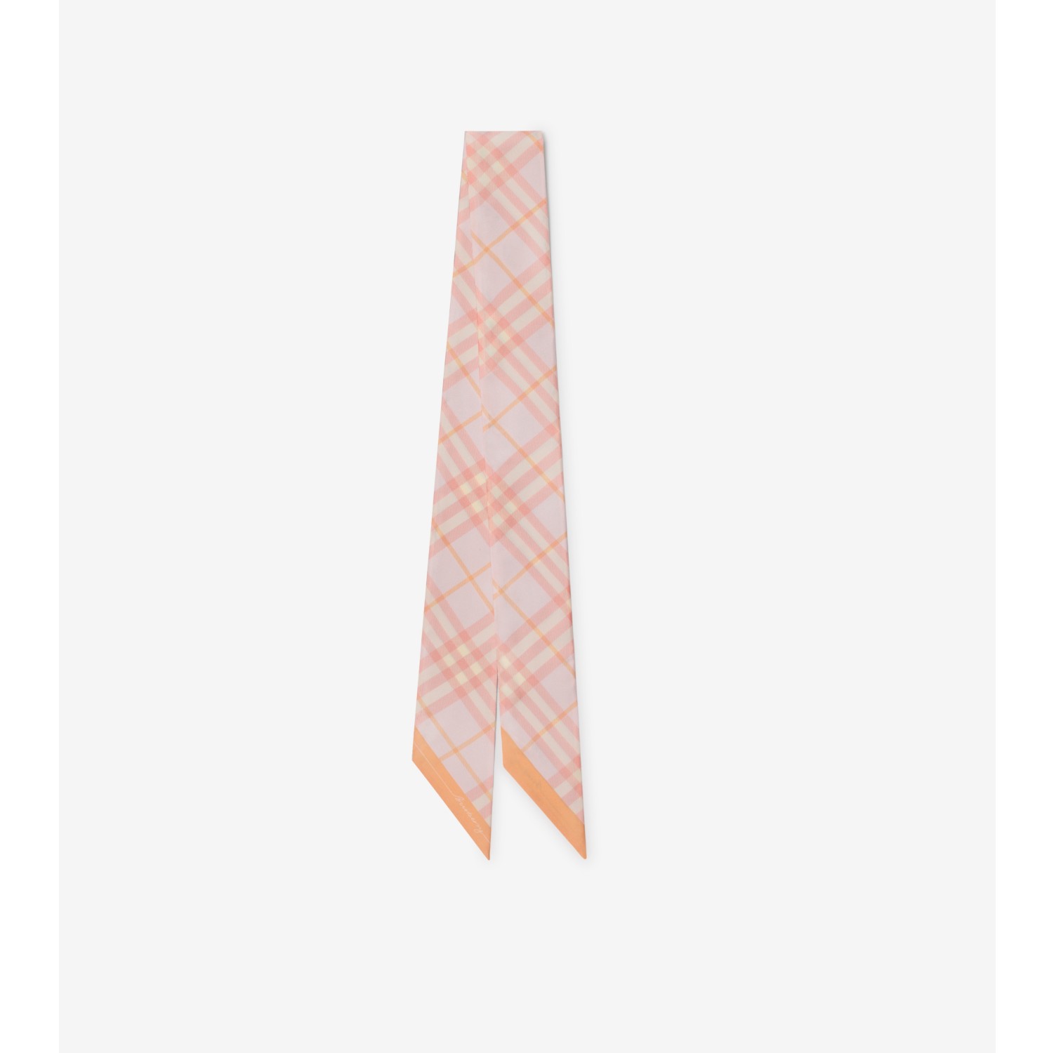 Skinny Contrast Check Silk Scarf