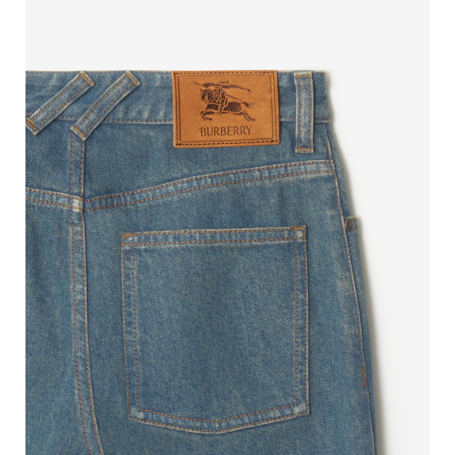 Mid-rise Straight Jeans in Mid blue - Women, Cotton | Burberry