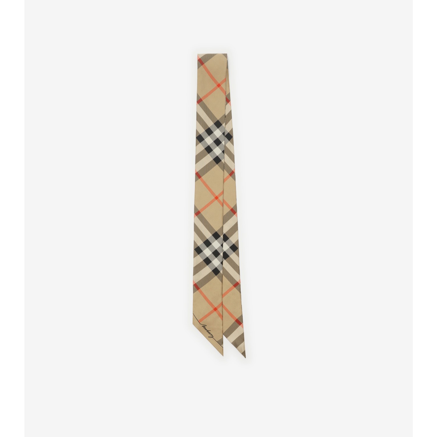 Skinny Contrast Check Silk Scarf