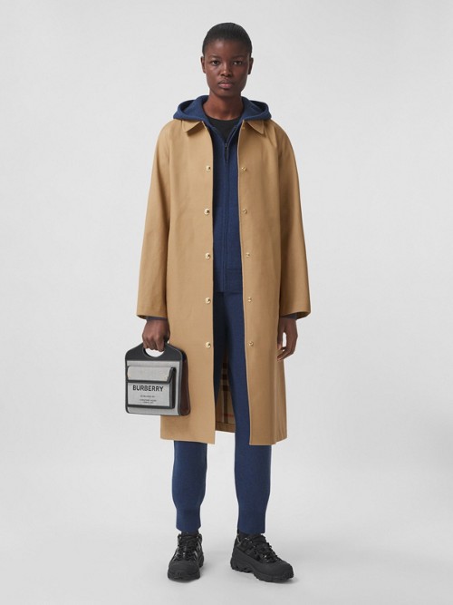 Burberry Bonded Cotton Belted Car Coat In Camel