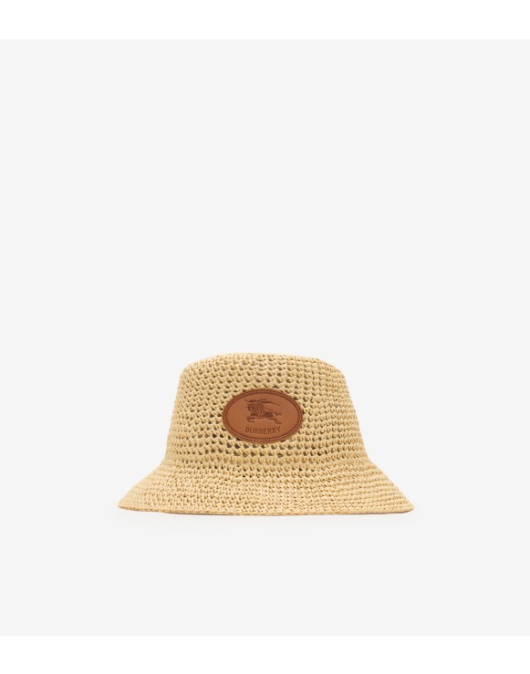 Knight Stamp Raffia-effect Bucket Hat