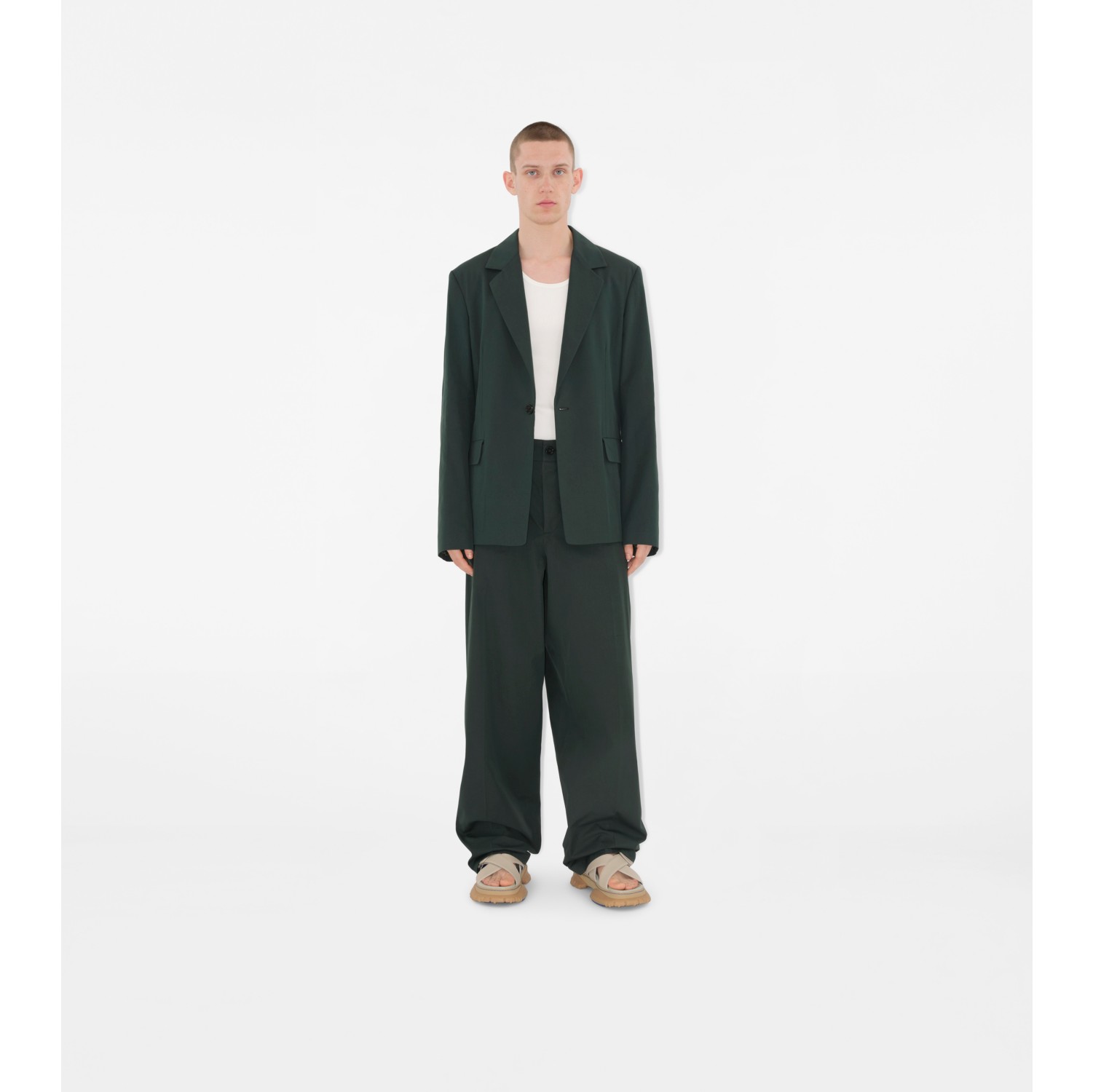 Cotton Blend Tailored Trousers