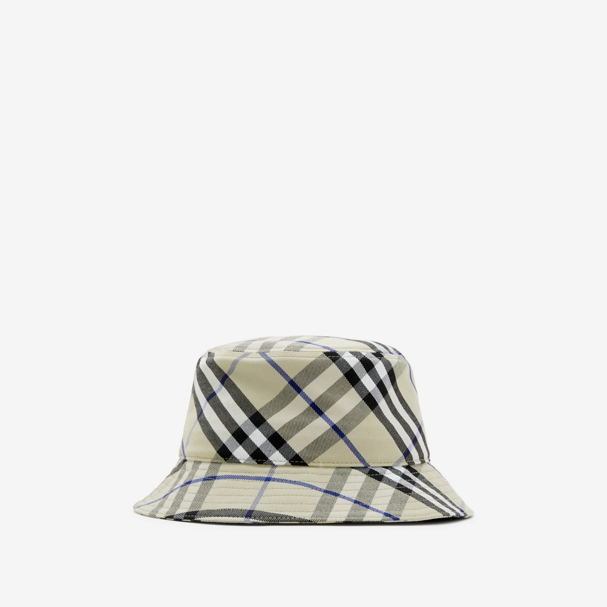 Shop Burberry Check Cotton Blend Bucket Hat In Lichen