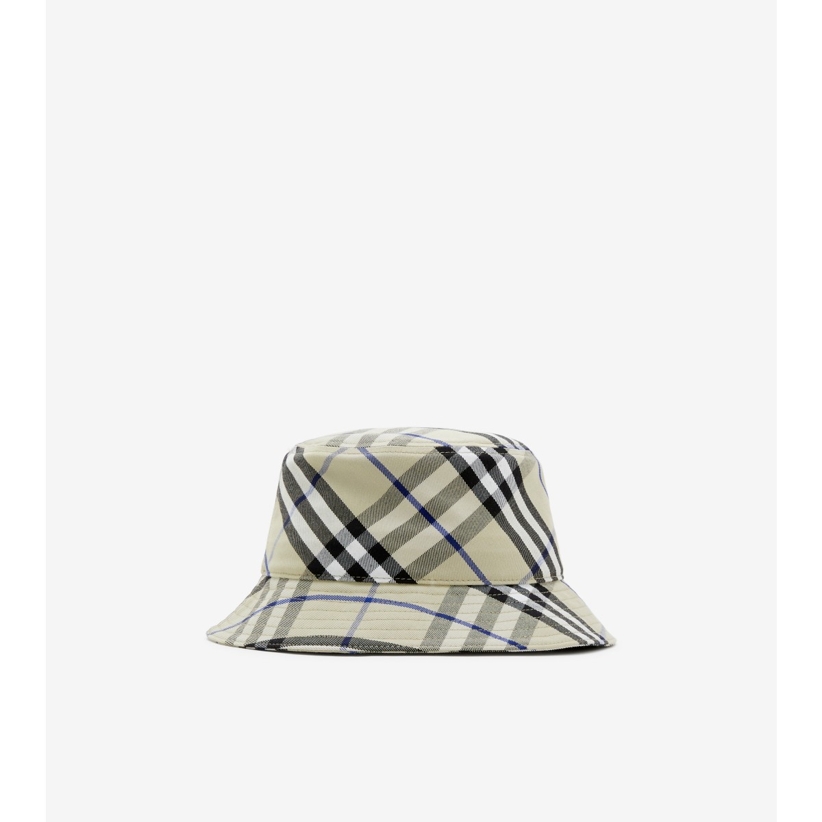 Shop Burberry Check Cotton Blend Bucket Hat In Lichen