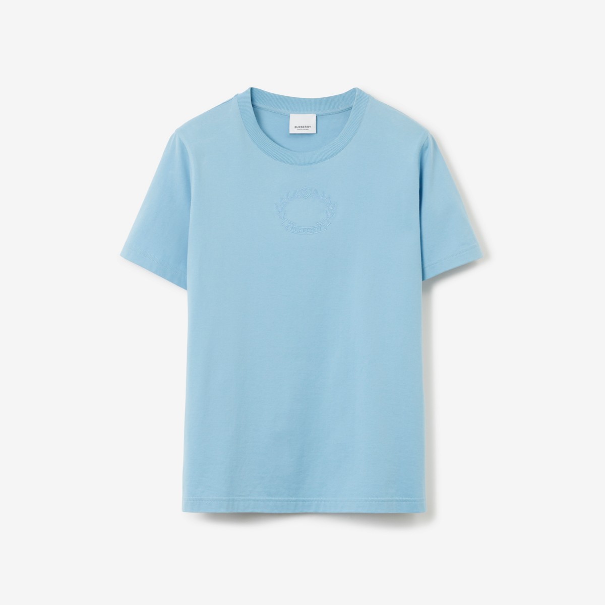 Burberry Oak Leaf Crest Cotton T-shirt In Cool Denim Blue