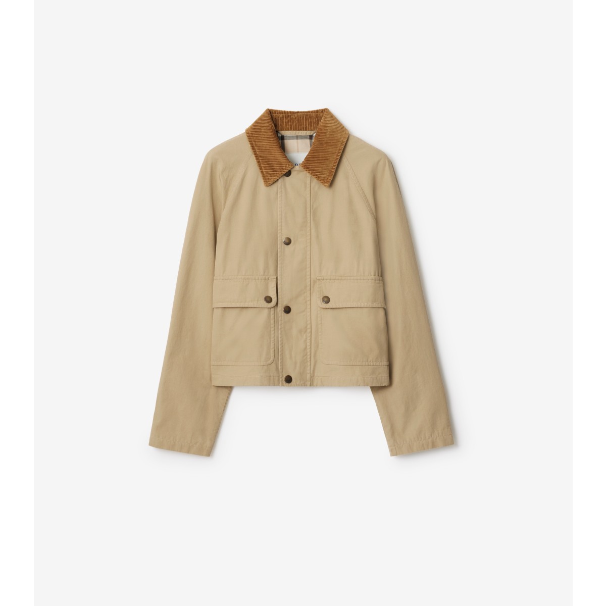 Burberry Beige Cropped Cotton Jacket In Neutral | ModeSens