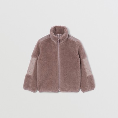 diamond quilted panel check fleece jacquard jacket