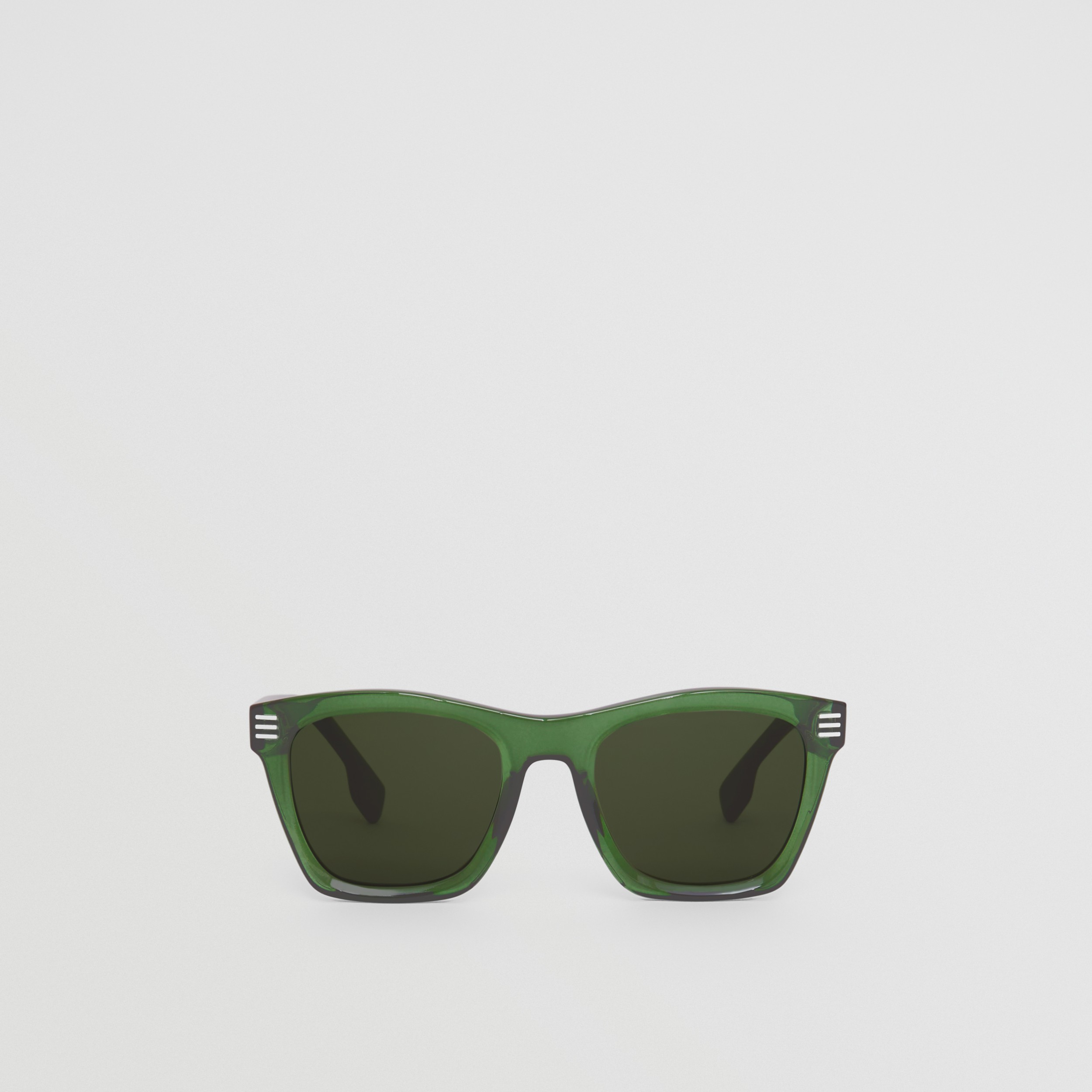 Logo Detail Square Frame Sunglasses in Pale Green - Men | Burberry® Official