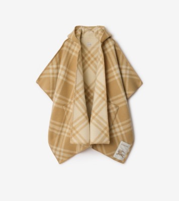 【関税&送料込】Burberry Beige Wool Cape With Check Pattern Burberry check-pattern Wool Cape | Neutrals | FARFETCH PL
