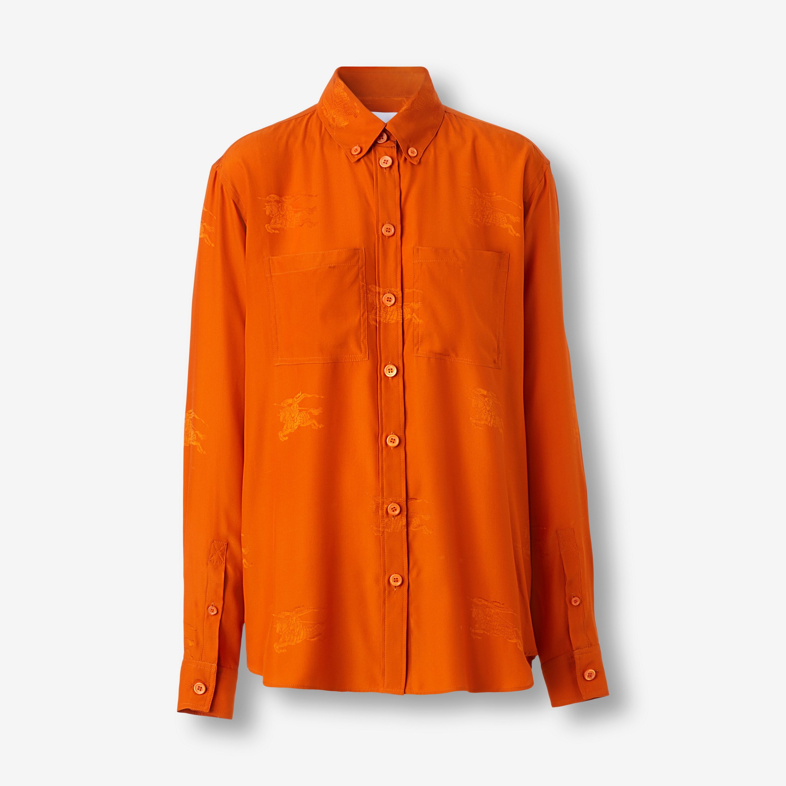 EKD シルク ジャカード オーバーサイズシャツ (ディープジンジャー) - ウィメンズ | Burberry®公式サイト - 1
