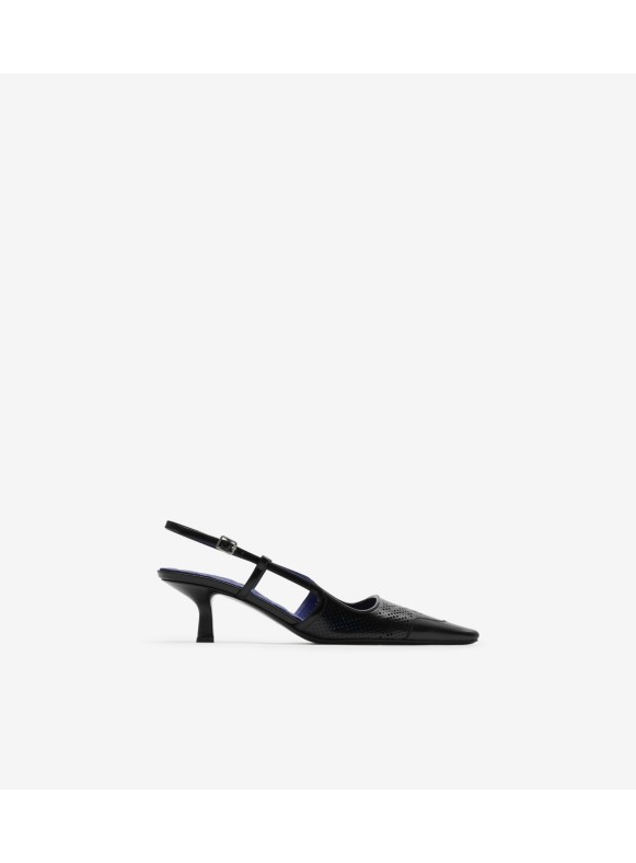 Burberry patent leather and vintage check block-heel outlet pumps