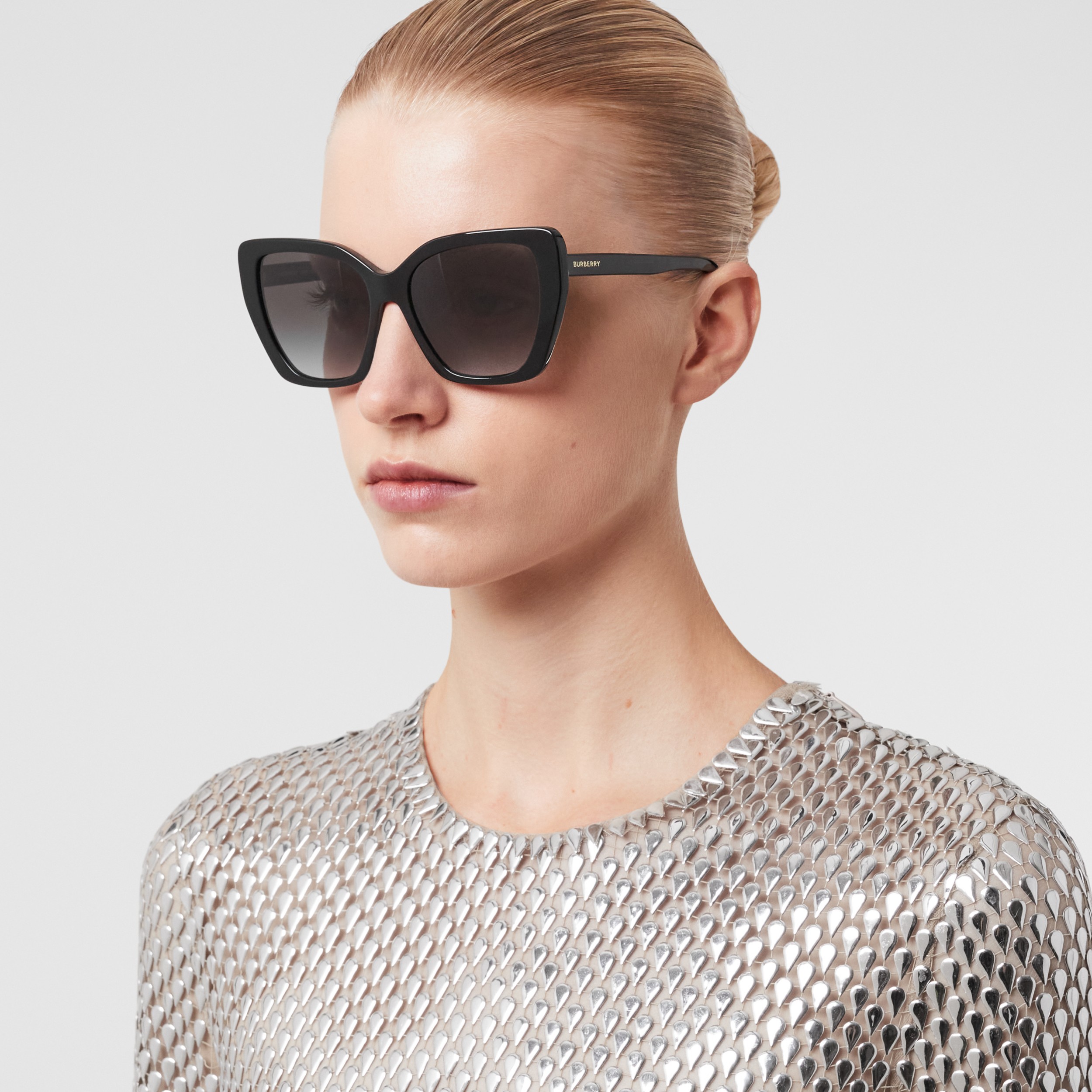 Check Cateye Frame Sunglasses in Black Women Burberry® Official