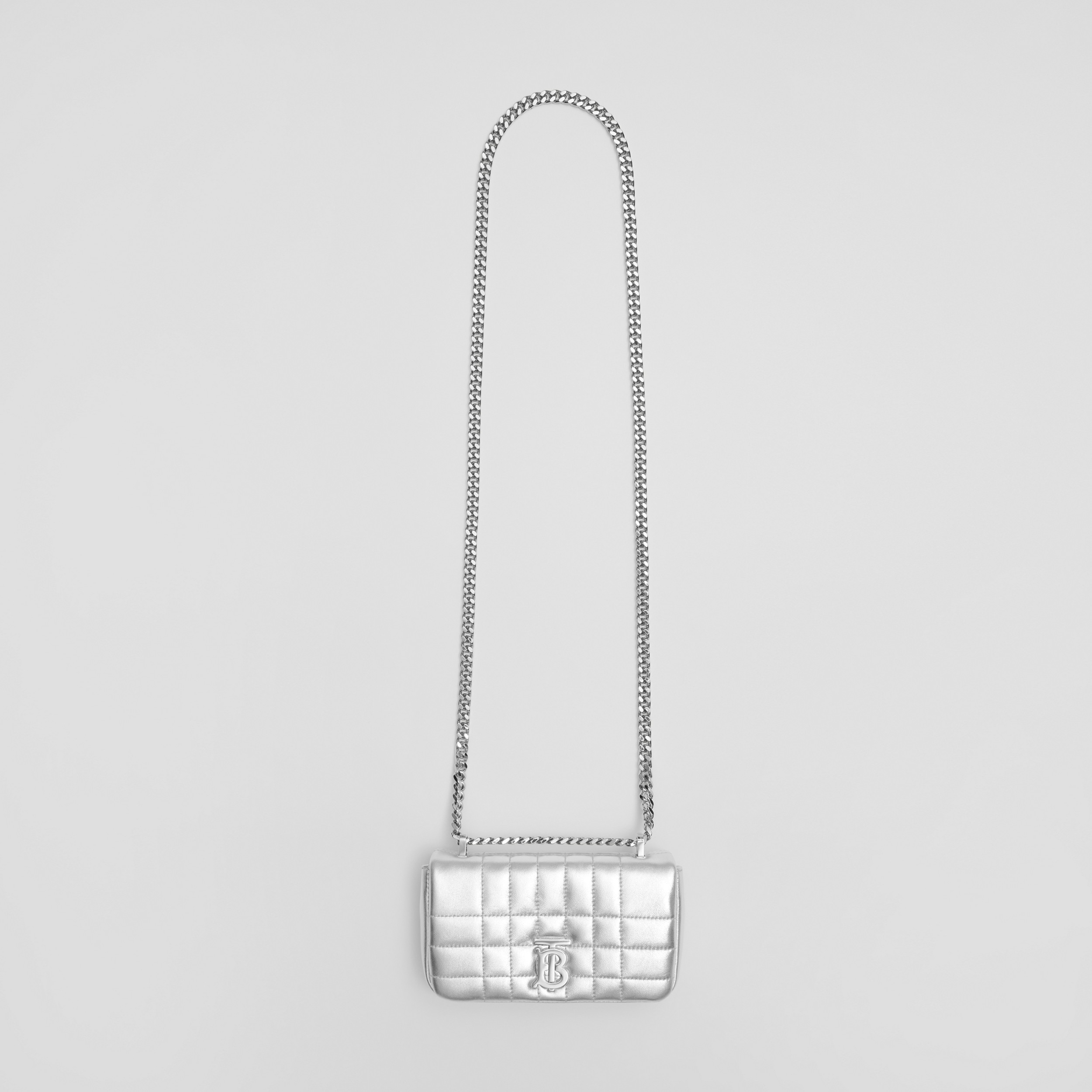 Gesteppte Lederhandtasche „Lola“ in Metallic-Optik im Kleinformat (Silberfarben) - Damen | Burberry® - 4