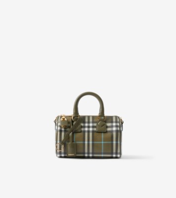 Burberry Mini Check Bowling Bag - Brown - One Size