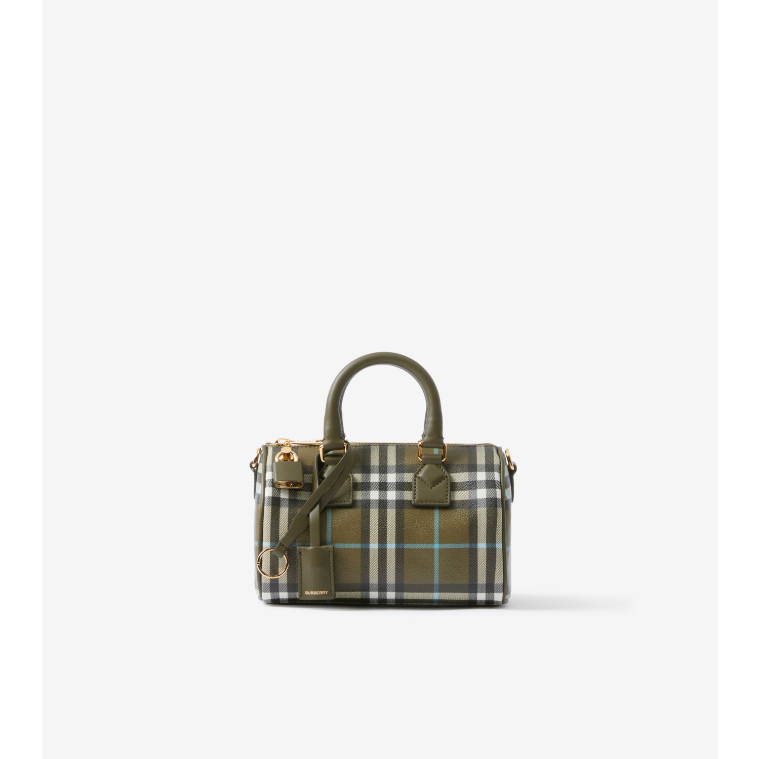 Shop Burberry Check Mini Bowling Bag