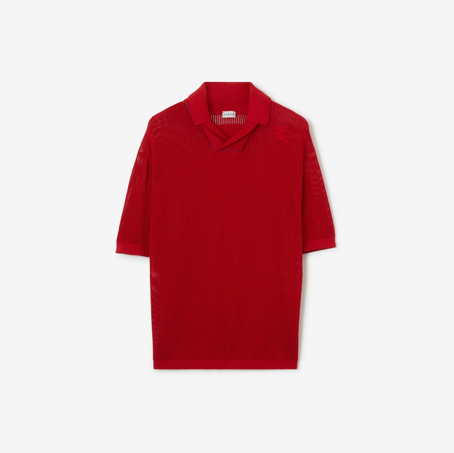 Silk Cotton Mesh Polo Shirt in Pillar - Men | Burberry® Official