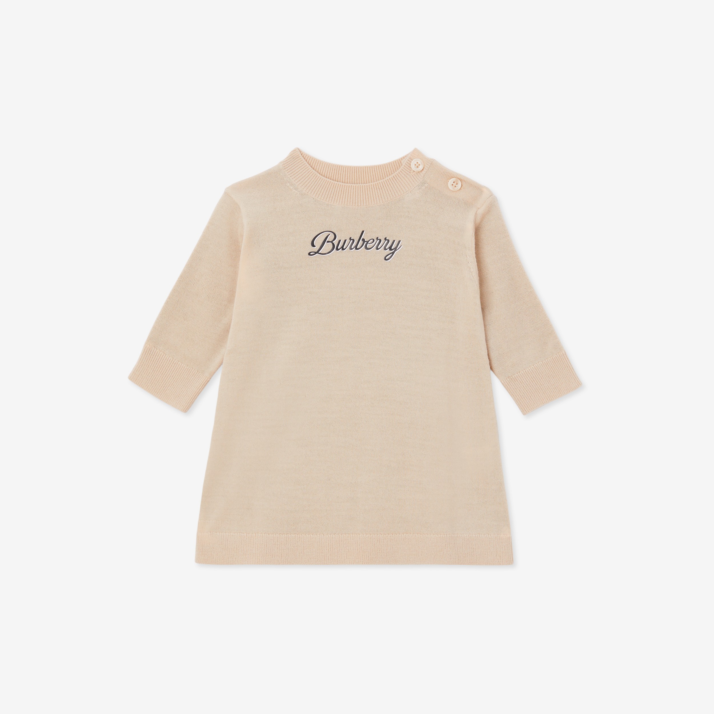 Montage Print Two-tone Wool Dress in Almond Beige - Children | Burberry® Official - 1