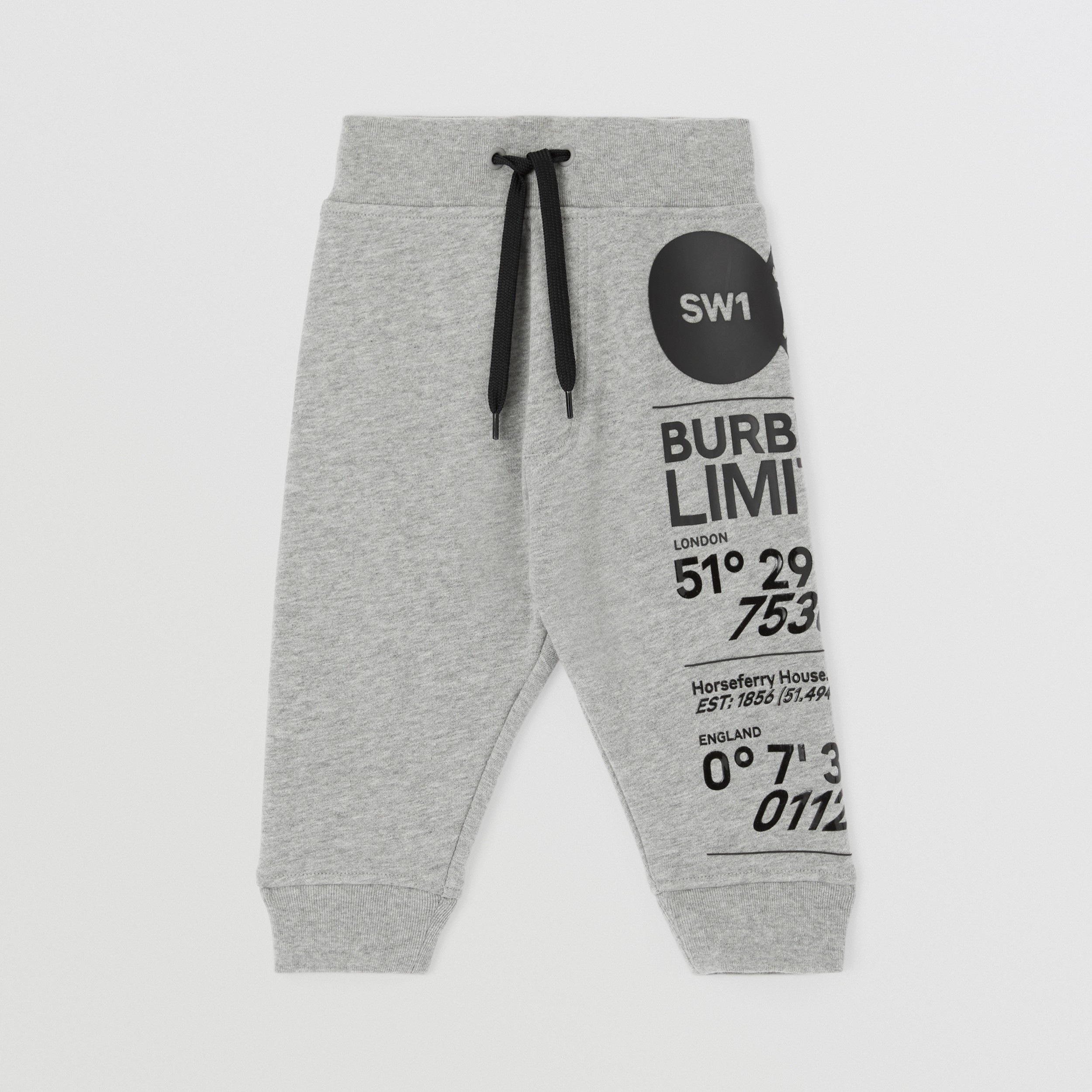 Montage Print Cotton Jogging Pants in Grey Melange - Children | Burberry® Official - 1