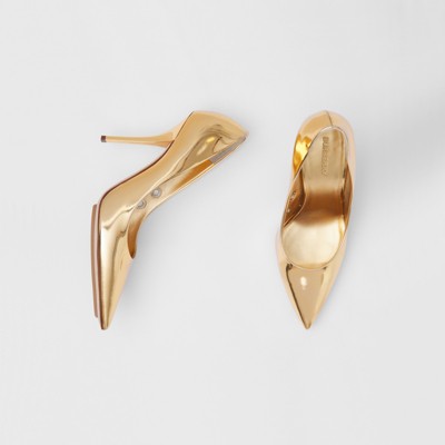 shiny gold pumps