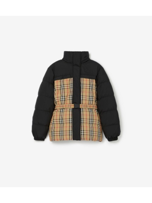 Burberry Reversible Check Puffer Jacket In Black