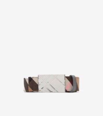 Reversible Engraved Check Belt in Anthracite grey - Men | Burberry® Official